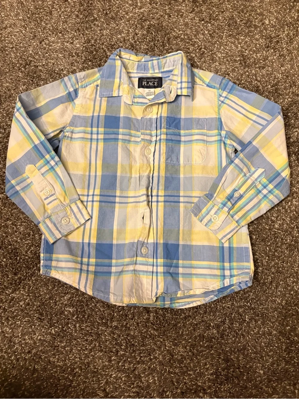 The Children's Place Blue and Yellow Plaid Button-Down Shirt